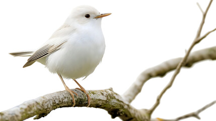 Obraz premium white bird perched on a branch isolated png transparent background