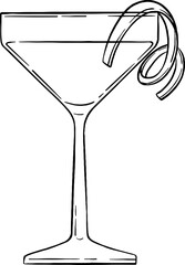 Sidecar Cocktail Line Art