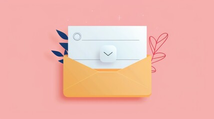Modern e mail Document and postal envelope, Approved email, Check mark icon, Modern cartoon  illustration.