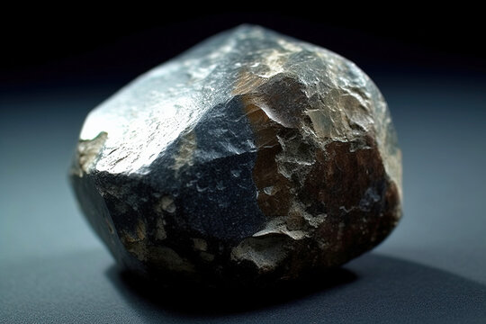 Microlite fossil mineral stone. Geological crystalline fossil. Dark background close-up.
