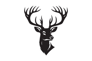 Deer Head silhouette Logo of reindeer face Clipart vector icon