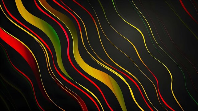 Black History Month, Juneteenth day background. Creative modern red, yellow, green lines on black background
