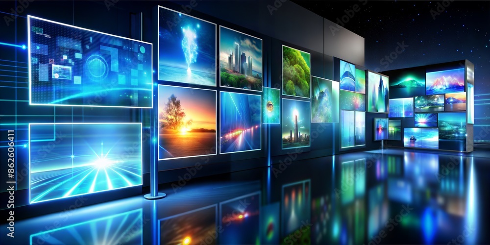 Canvas Prints digital composite of 3d illustration of video screens