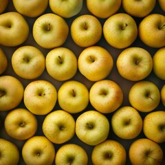 Golden Delicious apples, top view, pattern background