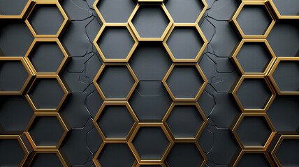 Black and Gold Hexagon Pattern Background