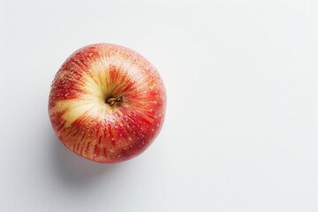 Honeycrisp Apple, copy space on right side, top view isolated on white background
