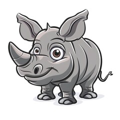 Naklejka premium cartoon rhino mascot character design vector, logo template isolated on white background