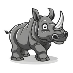 Fototapeta premium cartoon rhino mascot character design vector, logo template isolated on white background