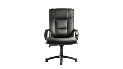 Office chair cutout. Isolated black office armchair on transparent background