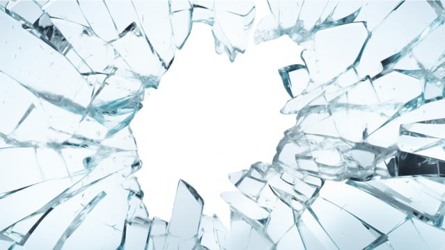 Broken glass cutout. Broken screen with transparent hole