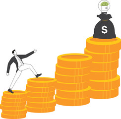 Idea Businessman, Money Steps Businessman