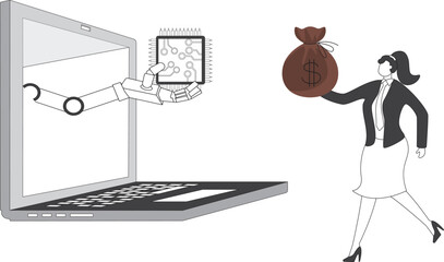 Buying microchip Businesswoman, Business people buying computer processor