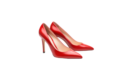 Red high heel shoes cutout. Women's high heel shoes on transparent background