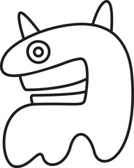 Doodle Monster Line Art