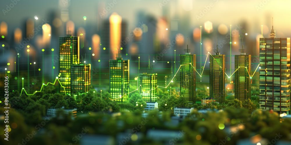 Poster illustration of the residential real estate developers market. a graph or chart showing the drop in 