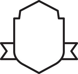 Shield Badge with Ribbon Line Art