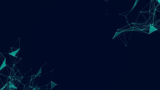 Abstract plexus technology background from animated lines and dots. Polygonal or geometric modern futuristic background. Copy space for text or logo. 4k Animation.