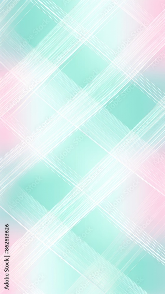 Wall mural Abstract wallpaper with a checkered pattern in pink, mint green, and white, background - Wall murals