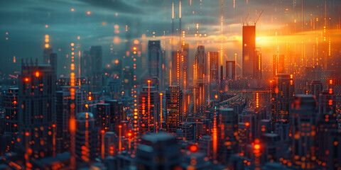 Obraz premium illustration of the residential real estate developers market. a graph or chart showing the drop in bond values. Background image. Created with Generative AI technology.