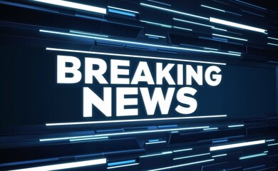 Obraz premium breaking news template, designed for a business or technology-focused news show, dark blue background, with the words Breaking News written in bold, futuristic and high-tech banner Ai generative