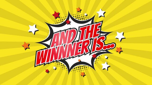 Winner animation text. Congratulations for the best result. Winning message.
