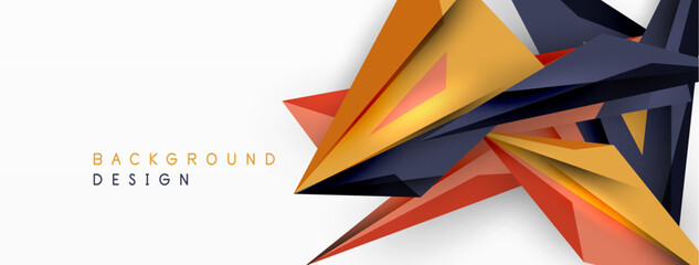 Minimal geometric abstract background. Low poly dynamic triangle design. Trendy techno business template for wallpaper, banner, background or landing