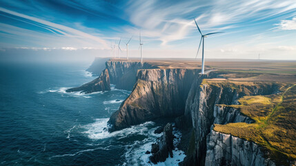 Breathtaking Coastal Wind Turbines at Dusk