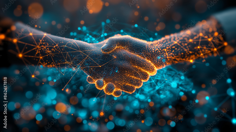 Aufkleber handshake symbol professional networking concept. generative ai illustration.