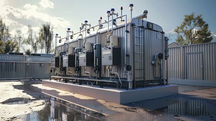 Fototapeta premium Wastewater treatment system equipped with sensors and indicators
