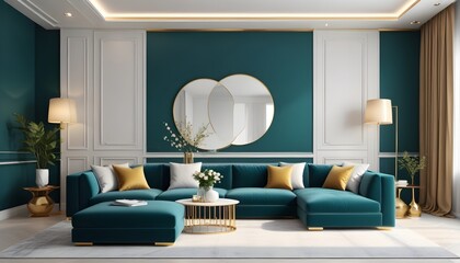 Photo interior modern design room 3d illustration