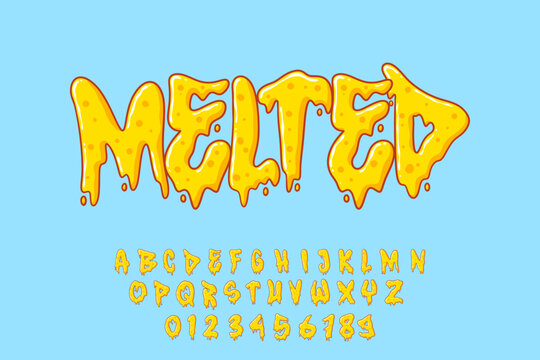 Alphabet Chese Melt Typo Letters vector