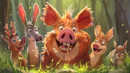 Cartoon animal - boar - isolated - illustration for children. 