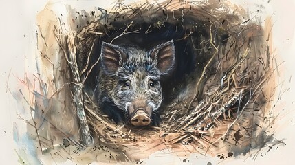 Cartoon animal - boar - isolated - illustration for children. 