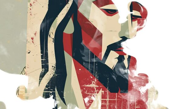 Jesus Christ Portrait Art Print Liquid Ink Drop Reveal Animation Video for Christian Intros and Trailers.