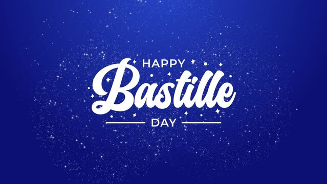 Happy Bastille Day Animation: A festive display with fireworks. Ideal for celebrations, ceremonies, festivals, and greetings on July 14th