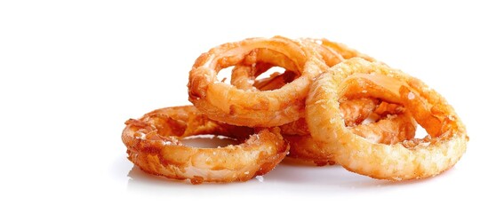 Fototapeta premium Circular breaded fried onion isolated on white background with copy space image.