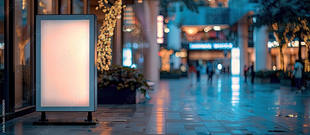 Poster elegant lightbox at upscale mall with copy space image available.