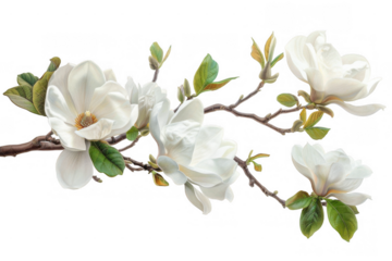 Branch of White Magnolia Flowers