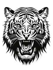 A tiger with its mouth open and teeth bared