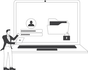 Digital file management and security Businesman