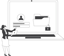 Digital file management and security Busineswoman