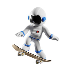 3d illustration of astronaut skating, cool sports skating abstract