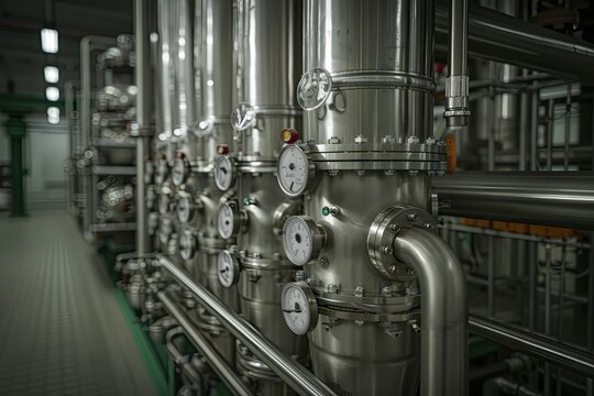 Chemical plant equipment including reactors, distillation columns, and other specialized machinery used in chemical production.