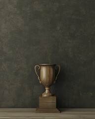 The minimalist pedestal beautifully showcases the decorative award trophy, emphasizing its elegance and importance as a symbol of accomplishment.