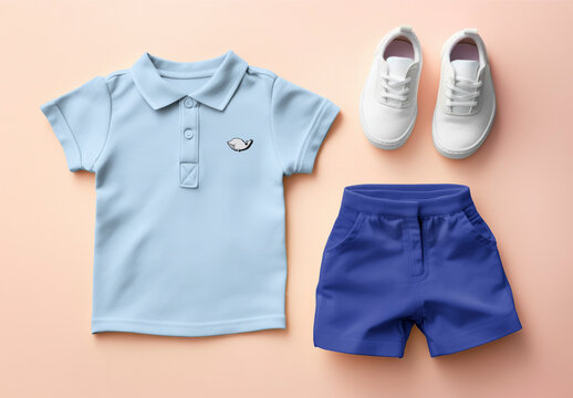 Boy Apparel Flat Lay Mockup With Generative AI