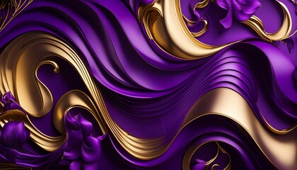 "Ethereal Elegance: A Purple and Gold Abstract Masterpiece"