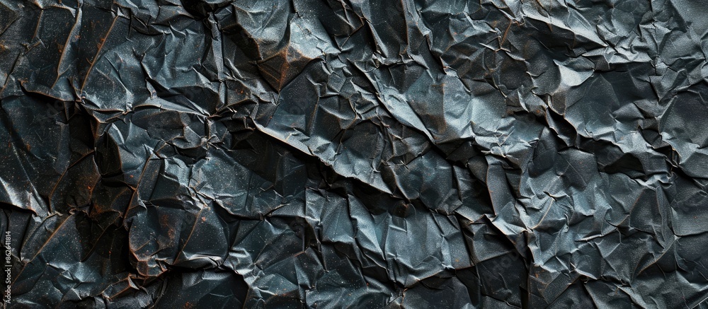 Poster a grungy textured backdrop with black creased and crumpled paper for use as a background with copy s