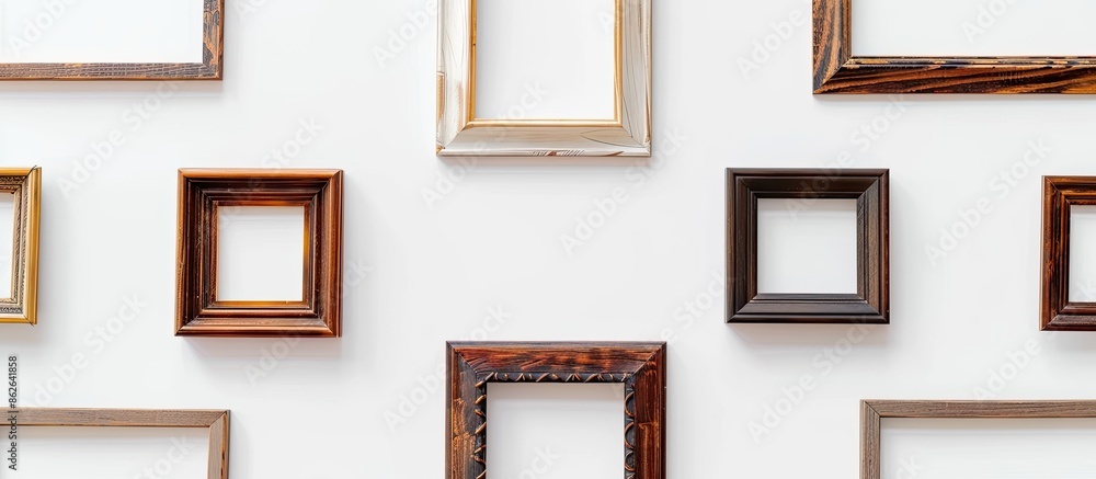 Aufkleber frames seen from a top perspective on a white background isolated for copy space image.