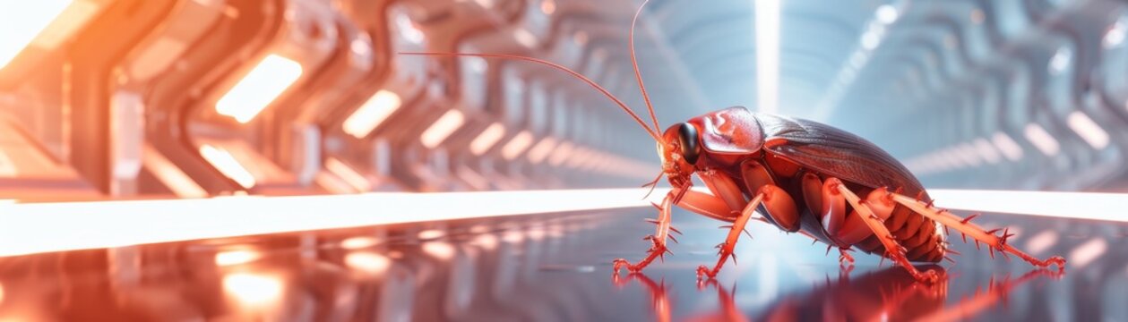 Alien Cockroach on Futuristic Space Food Packet in Sci-Fi Setting