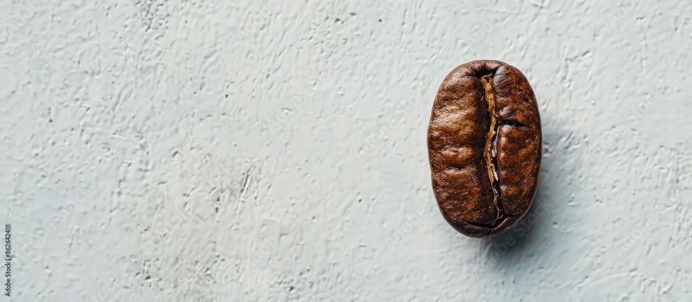 Aufkleber Top view of a coffee bean on a white surface with available copy space image.
